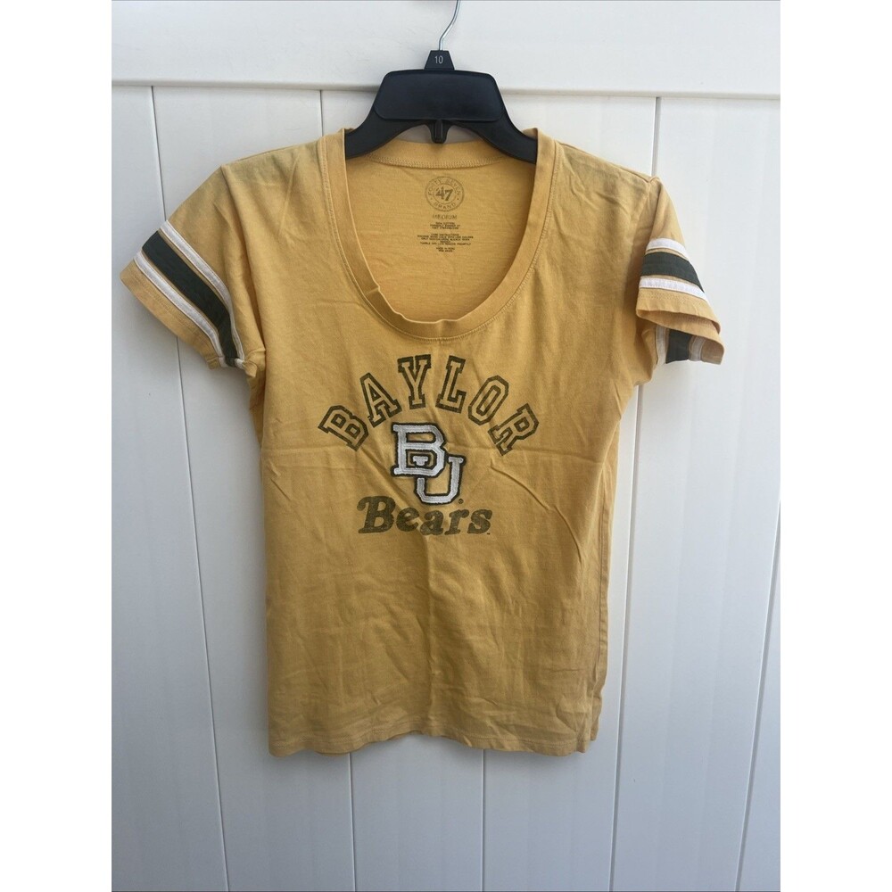 BAYLOR BEARS Womens T Shirt Short Sleeve ‘47 Brand Yellow Sz Medium